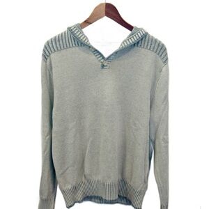 Gray Casual Knit Sweater with Hoodie